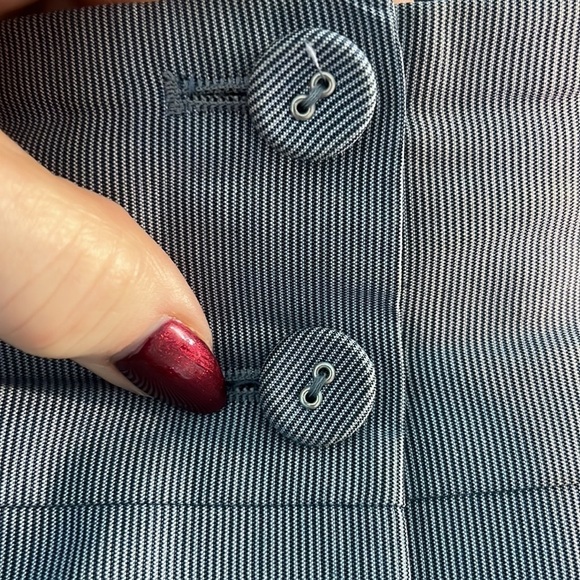 Hugo Boss Pencil Skirt Pinstripes Button Front Silk Blend Blue Size 10 - Picture 6 of 11